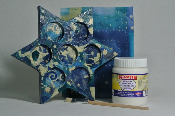DIY Decopatch kerstpakket waxinelichthouder ster voor 7 kaarsjes